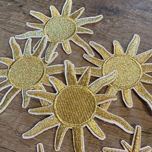 Bundle of Gold Sun, Moon & Star Iron-On Appliqué Patch Set Supplies✨